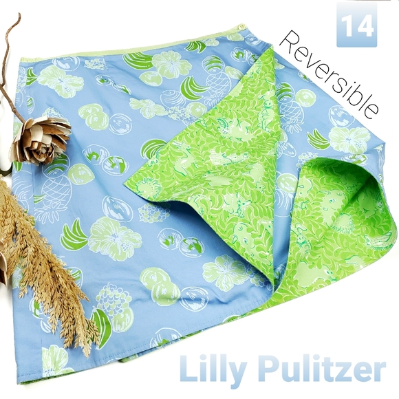 Lilly Pulitzer Dresses & Skirts - Lilly Pulitzer Blue Lime Reversible Wrap Skirt 14